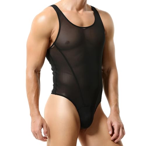 Body Herren Sexy Mesh Bodysuit Durchsichtig Stringbody Ärmellos High Cut Wrestling Unterhemd Einteiler Sissy Dessous Nachtwäsche Reizwäsche Männerbody Unterwäsche Muskel Shirt Body Herren Sexy Mesh Bodysuit Durchsichtig Stringbody Ärmellos High Cut Wrestling Unterhemd Einteiler Sissy Dessous Nachtwäsche Reizwäsche Männerbody Unterwäsche Muskel Shirt von RUMAOZIA