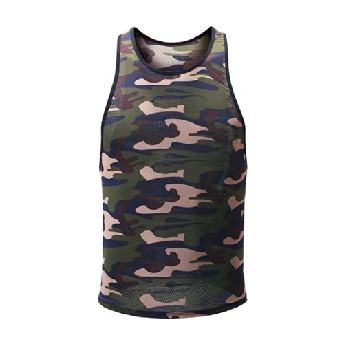 Camouflage Tank Top Herren Tarnung T-Shirt Muskelshirt Gym Fitness Achselshirts Bodybuilding Training Shirt Atmungsaktives Trägershirt Sportweste Sport Shirt Ärmellos Unterhemd von RUMAOZIA