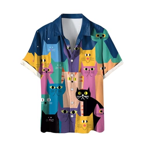Hawaiihemd Herren Katze Drucken Lässig Button Down Strandurlaub Hemd Aloha Kurzarm Hawaii Hemd Regular Fit T-Shirts Lässige Sweatshirt mit Cat Printed Mode Kurzarmhemd Outdoor Hemd Hawaiihemd Herren Katze Drucken Lässig Button Down Strandurlaub Hemd Aloha Kurzarm Hawaii Hemd Regular Fit T-Shirts Lässige Sweatshirt mit Cat Printed Mode Kurzarmhemd Outdoor Hemd von RUMAOZIA