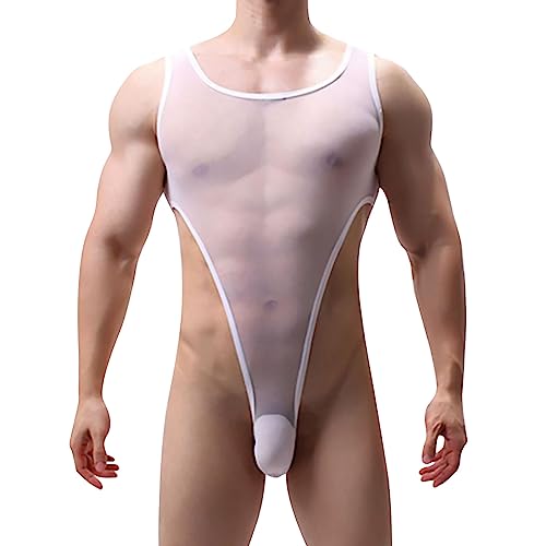 Herren Netz Overall Body String Unterwäsche Crotchless Erotik Einteiler Schlafanzug Männer Durchsichtig Overall Stretch Trikot Dessous Sexy Mesh Bodysuit Transparent Body Ouvert-Panty von RUMAOZIA