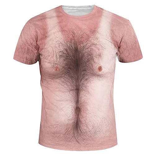 Herren T Shirt Lustig 3D Muskel Print Unisex Basic Große Größen Männer Modern Oversize Slim Fit Sport Bluse Witzig Gedruckt Kurze Ärmel Kurzarm Rundhalsausschnitt Pullover Tops von RUMAOZIA