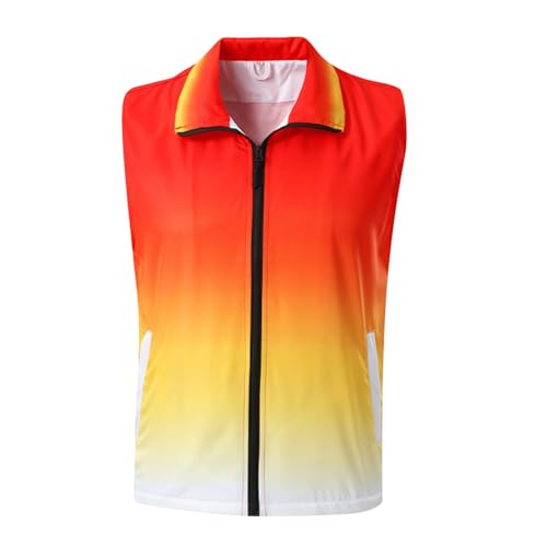 Herren Weste Outdoor Laufweste Leichte Softshell-Weste Regenbogenfarbene Full Zip Atmungsaktive Vest Gilet Ärmellose Jacke Streetwear Sport Schnelltrocknend Freizeitweste von RUMAOZIA