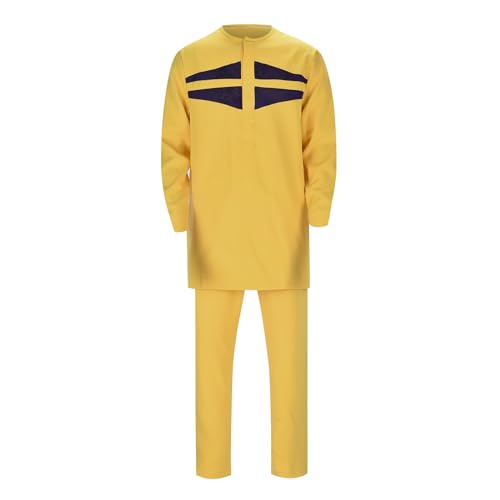 RUMAOZIA 2-Teiliges Herren-Outfit Afrikanischer, Traditionelle Tribal-Outfits Dashiki-Anzug Lange Ärmel Hemd Und Hose Mit Taschen Mode Passt Kleidung Beiläufig Kleid Afrikanische Outfits von RUMAOZIA