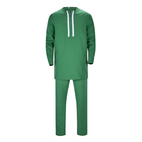 RUMAOZIA 2-Teiliges Herren-Outfit Afrikanischer, Traditionelle Tribal-Outfits Dashiki-Anzug Lange Ärmel Hemd Und Hose Mit Taschen Mode Passt Kleidung Beiläufig Kleid Afrikanische Outfits von RUMAOZIA