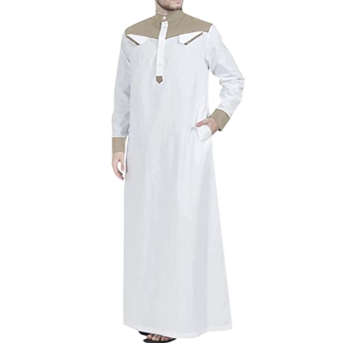 RUMAOZIA Arabische Kleidung Herren Muslim Kaftan Abaya Gewand Robe Mit Crew Stehkragen - Thobe Arabisch Gebet Eid Islamische Kleidung Aus Dem Nahen Osten für Männer von RUMAOZIA