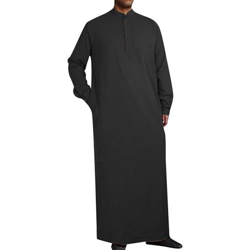 RUMAOZIA Arabische Muslim Kaftan Abaya Herren Gewand Robe Mit Crew Stehkragen - Thobe Arabisch Gebet Eid Kleidung Islamische Aus Dem Nahen Osten für Männer von RUMAOZIA