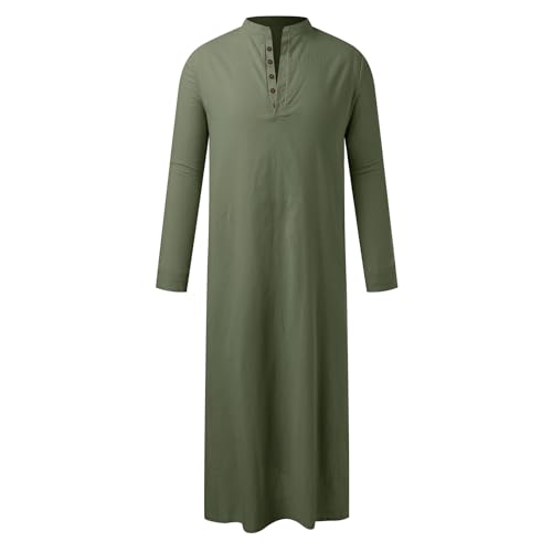 RUMAOZIA Arabische Kleidung Herren Muslim Kaftan Abaya Herren Gewand Robe Crew Stehkragen Thobe Arabisch Gebet Eid Kleidung Islamische Kleidung Aus Dem Nahen Osten Gebetskleidung für Männer von RUMAOZIA