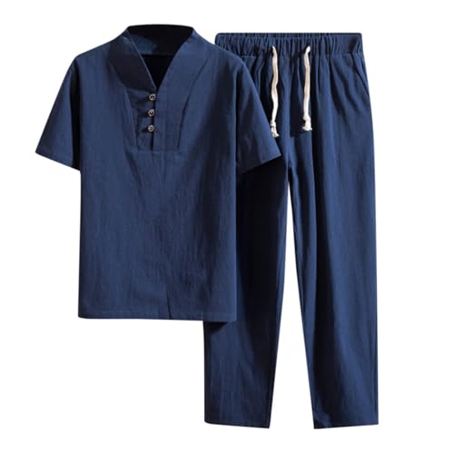 RUMAOZIA Baumwollwäsche Zen Meditation Tai Chi Uniform Männer Chinesische Traditionelle Kleidung Kung Fu Kleidung Atmungsablöser Tops Kampfkunst Set Tang Anzug Kurzarm Hosen von RUMAOZIA