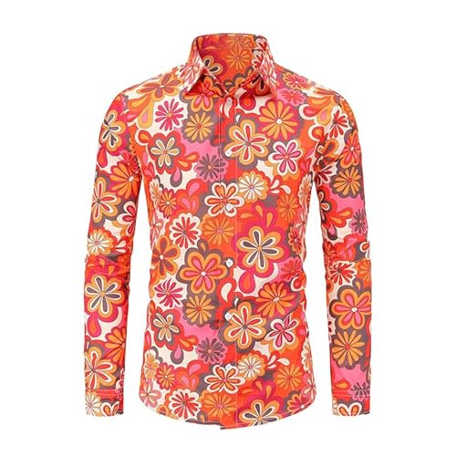 RUMAOZIA Buntes Hemd Herren Langarm Hippies 70er Floral Hemd Regenbogen Retro Blumen Hawaii Hemd Männer Freizeithemd Funky Hawaiihemd Party Street Hemden Paisley Floral Vintage Hemden Hawaiihemd von RUMAOZIA