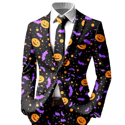 RUMAOZIA Halloween Anzug Herren Kürbis Farbblock Outfits Schmale Passform Inklusive Anzugjacke Blazer 3D Pumpkin Druck Set Party Lustige Abschlussball Anzüge für Karneval und Mottopartys RUMAOZIA Halloween Anzug Herren Kürbis Farbblock Outfits Schmale Passform Inklusive Anzugjacke Blazer 3D Pumpkin Druck Set Party Lustige Abschlussball Anzüge für Karneval und Mottopartys von RUMAOZIA