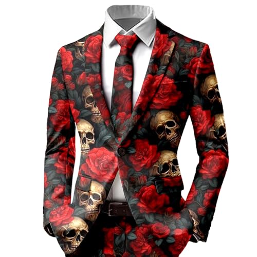 RUMAOZIA Halloween Kostüm Herren Slim Fit Freizeitanzug EIN-Knopf Langarm Mantel mit Totenkopf Rose Blutig Bedruckt Freizeit Elegant Anzugjacke Entsetzen Blazer Festival Sakko Jacken Herrenjacke RUMAOZIA Halloween Kostüm Herren Slim Fit Freizeitanzug EIN-Knopf Langarm Mantel mit Totenkopf Rose Blutig Bedruckt Freizeit Elegant Anzugjacke Entsetzen Blazer Festival Sakko Jacken Herrenjacke von RUMAOZIA