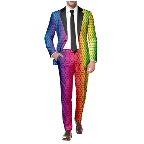 RUMAOZIA Herren Anzug 2 Teilig Slim Fit Herrenanzug Sakko Hose Knopf Smoking Anzug für Halloween Cosplay Karneval Fashion Outfit Männer Regenbogen Anzug RUMAOZIA Herren Anzug 2 Teilig Slim Fit Herrenanzug Sakko Hose Knopf Smoking Anzug für Halloween Cosplay Karneval Fashion Outfit Männer Regenbogen Anzug von RUMAOZIA