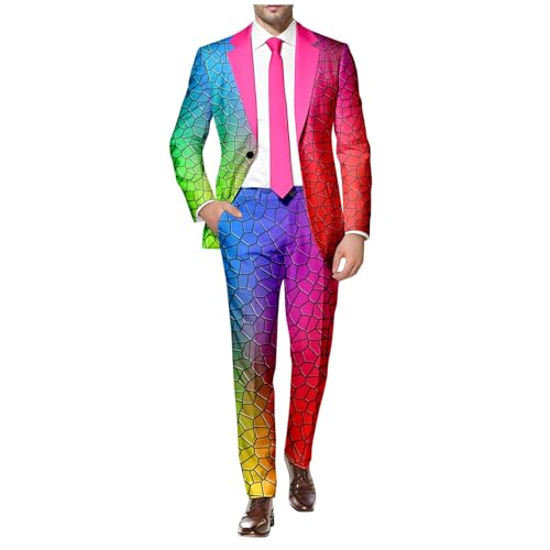 RUMAOZIA Herren Anzug 2 Teilig Slim Fit Herrenanzug Sakko Hose Knopf Smoking Anzug für Halloween Cosplay Karneval Fashion Outfit Männer Regenbogen Anzug RUMAOZIA Herren Anzug 2 Teilig Slim Fit Herrenanzug Sakko Hose Knopf Smoking Anzug für Halloween Cosplay Karneval Fashion Outfit Männer Regenbogen Anzug von RUMAOZIA