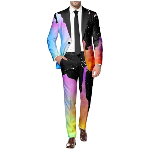 RUMAOZIA Herren Anzug 2 Teilig Slim Fit Herrenanzug Sakko Hose Knopf Smoking Anzug für Halloween Cosplay Karneval Fashion Outfit Männer Regenbogen Anzug RUMAOZIA Herren Anzug 2 Teilig Slim Fit Herrenanzug Sakko Hose Knopf Smoking Anzug für Halloween Cosplay Karneval Fashion Outfit Männer Regenbogen Anzug von RUMAOZIA