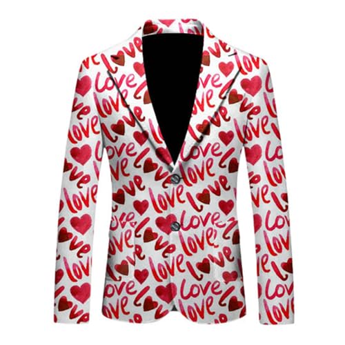 RUMAOZIA Herren Anzugjacke Sakko Sportlich Freizeit Blazer mit Herz Drucken Regular Fit Männer Anzug EIN Knopf Business Herrenjacke Männer Anzugjacken für Valentinstag Hochzeit Karneval Kostüm von RUMAOZIA
