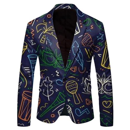RUMAOZIA Herren Blazer faschingskostüme männer Langarm Bunt Sakko Anzugjacket Funky Anzug Suit Elegante Smoking Freizeit Jacke Abschlussball Karneval Kostüm Regenbogen Sakko Jacket Mit Knöpfen von RUMAOZIA