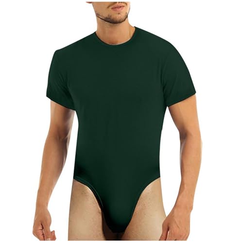 RUMAOZIA Herren Body Bodysuit Unterwäsche Stringbody Unterhemd Body Kompression Singlet Sportwear Kurzarm Overall Männer Rundhals Tops Stringbody T-Shirt Kurz Dessous Einteiler Unterwäsche von RUMAOZIA