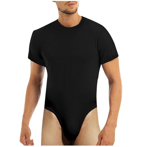 RUMAOZIA Herren Body Bodysuit Unterwäsche Stringbody Unterhemd Stringbody T-Shirt Kurz Dessous Einteiler Unterwäsche Body Kompression Singlet Sportwear Kurzarm Overall Männer Rundhals Tops von RUMAOZIA