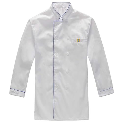 RUMAOZIA Herren Damen Kochjacke Chef Set Küchen Koch Jacke Mütze Gastromütze Set Restaurant Hotel Cafe Arbeitskleidung Uniform Herrenblusen Langärm Hemd mit Geneigtem Stehkragen Kochjacke von RUMAOZIA
