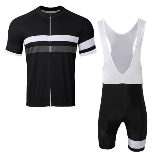 RUMAOZIA Herren Fahrradtrikot Set kurzärmliges Rennrad Trikot Set mit Gel-gepolsterten Shorts Atmungsaktiv Und Schnelltrocknend Radtrikot Radhosen Für Männer Fahrradbekleidung Set für Mountainbikes von RUMAOZIA