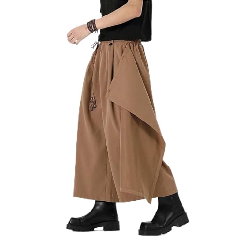 RUMAOZIA Herren Hose Rock Traditioneller Rock Kilt Japanischer Stil Rock Samurai Rock Hose Trend Herbst Winter Freizeithose Herrenhose Einfarbig Samurai Hakama Haremshose Baggy Streetwear von RUMAOZIA