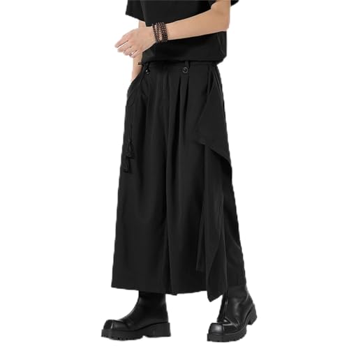 RUMAOZIA Herren Hose Rock Traditioneller Rock Kilt Japanischer Stil Rock Samurai Rock Hose Trend Herbst Winter Freizeithose Herrenhose Einfarbig Samurai Hakama Haremshose Baggy Streetwear von RUMAOZIA