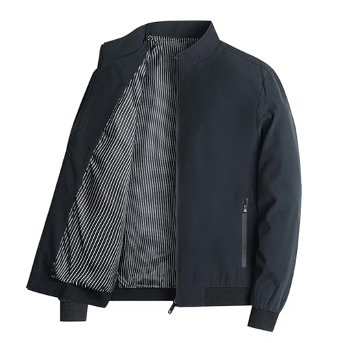 RUMAOZIA Herren Jacke mit Stehkragen Übergangsjacke Herbst Freizeit Sportjacke Bomberjacke Frühling Herbst Baseball Blouson Jacke Kurz Mantel Business Freizeit Leichte Windbreaker Fliegerjacke von RUMAOZIA