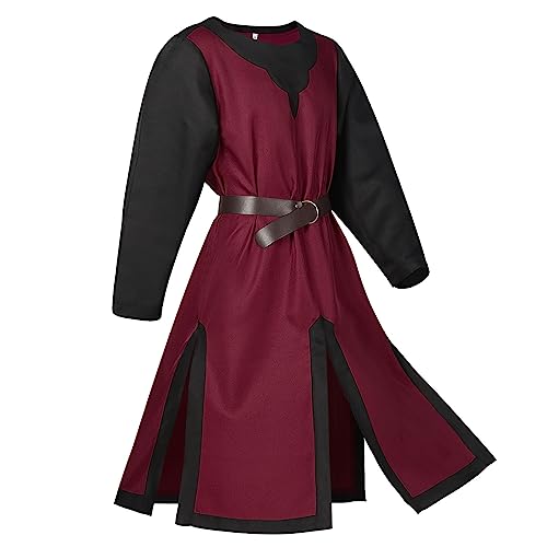 RUMAOZIA Herren Mittelalter Ritter Kostüm Templer Tunika Renaissance Wikinger Outfit Tunika Retro Mittelalter Kleidung Waffenrock Kreuzritter Rock Halloween Kostüme Cosplay Surcoat Robe von RUMAOZIA