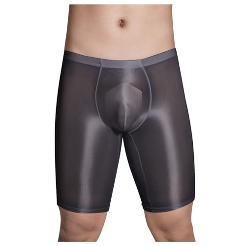 RUMAOZIA Herren Öl Boxershorts Glanz Unterwäsche Stretch Boxer Briefs Lang Unterhose Männer Kurz Höschen Kurze Hose Sport Leggings Laufhose Eng Shiny Reizwäsche Öl Glanz Boxershorts Retroshorts von RUMAOZIA