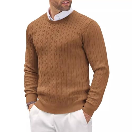 RUMAOZIA Herren Pullover mit Rundhalsausschnitt Strickpullover Feinstrick Winterpullover Sweater Männer Basic Warmer Strickpulli Slim Fit Knitted Shirt Einfarbig Oberteile Freizeit Sweatshirt von RUMAOZIA