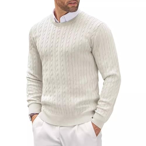 RUMAOZIA Herren Pullover mit Rundhalsausschnitt Strickpullover Feinstrick Winterpullover Sweater Männer Basic Warmer Strickpulli Slim Fit Knitted Shirt Einfarbig Oberteile Freizeit Sweatshirt von RUMAOZIA