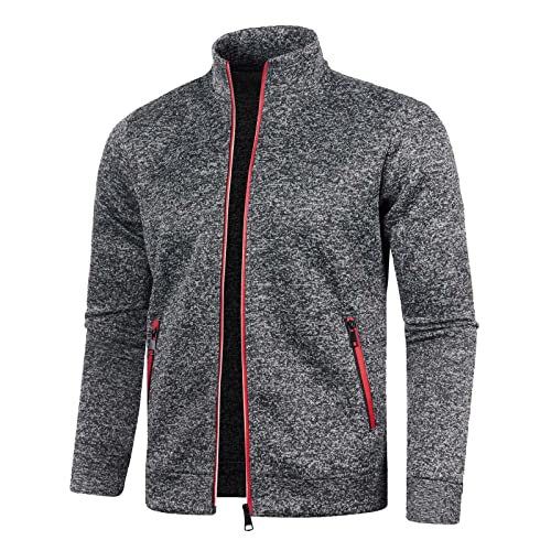 RUMAOZIA Herren Strickjacke Cardigan Feinstrick Sweatjacke mit Reißverschluss Herbst Lange/Kurze Gestrickt Freizeitjacke Bequeme Leichte Wintermantel Regular Fit Pullover Klassisch Sportjacke von RUMAOZIA