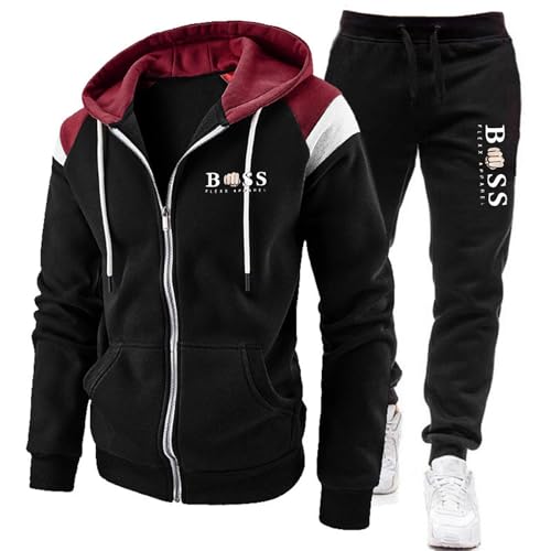 RUMAOZIA Herren Trainingsanzug 2 Teilig Set Hoodie Jacke Und Jogginghose Sportlich Tracksuit Freizeitanzug Fleece Warm Sportanzug Fußball Sporthose Für Gym Atmungsaktiv Hausanzug Einfarbige von RUMAOZIA