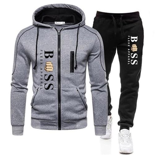 RUMAOZIA Herren Trainingsanzug 2 Teilig Set Hoodie Jacke Und Jogginghose Sportlich Tracksuit Freizeitanzug Fleece Warm Sportanzug Fußball Sporthose Für Gym Atmungsaktiv Hausanzug Einfarbige von RUMAOZIA