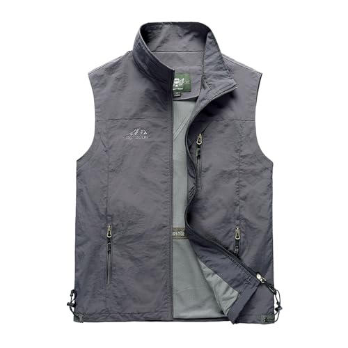 RUMAOZIA Herren Weste Outdoor Leicht Übergrößen Jagdweste Ohne Ärmel Jacke Vielen Taschen Jagd Camping Arbeitsweste Atmungsaktiv Anglerweste Sport Multifunktionsweste Dünne Sport Herrenwesten von RUMAOZIA