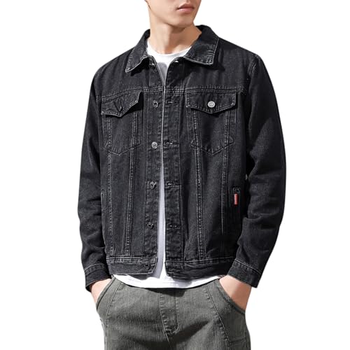 RUMAOZIA Jeansjacke Herren Oversize Jeans Jacke Mantel Langarm Denim Top Button Down FrüHling Herbst Jeansmantel Casual Outwear Jacket Übergangsjacke Cowboy Casual Outwear für Männer von RUMAOZIA