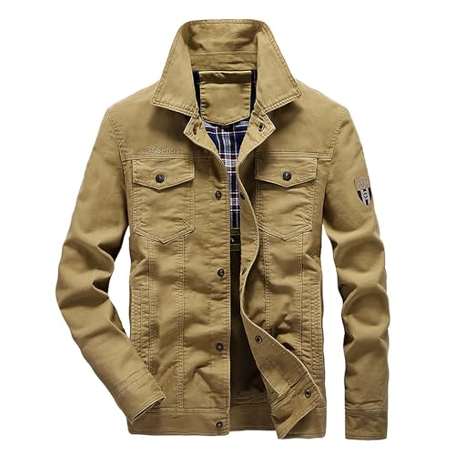 RUMAOZIA Jeansjacke Herren Übergangsjacke Jeans Cargo Jacke Denim Jacket Freizeitjacke Vintage Classic Herbst Winter Outdoorjacke Wanderjacke Trucker Jacket Männer Denim Jacken mit Knöpfen von RUMAOZIA