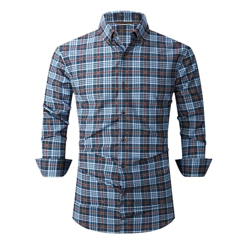 RUMAOZIA Kariertes Hemd Herren Slim Fit Bügelfreies Freizeithemd Langarm Kariert Trachtenhemd Karo Hemden Sommer Casual Holzfällerhemd Button Down Casual Western Regular Fit Karierteshemd von RUMAOZIA