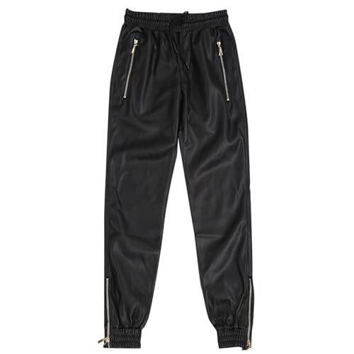 RUMAOZIA Kunstlederhose Herren Slim Fit Lederhose Steampunk Hose Herren Stretch Elastische Faux PU Bleistifthose Wet Look Straight Leg Hose für Motorrad Biker Dance Bar Nachtclub Motorrad Hose von RUMAOZIA