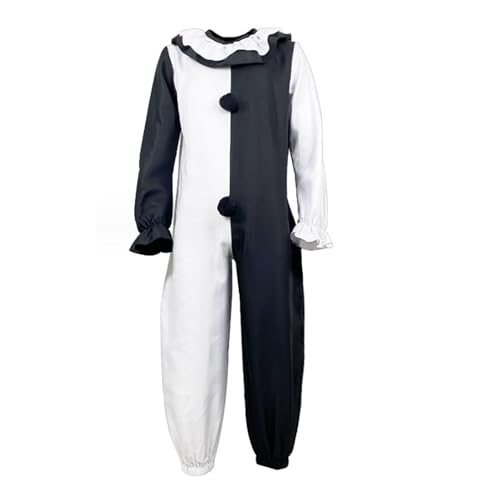 RUMAOZIA Movie Killer Terrifier Clown Schwarz Weiß Jumpsuit Cosplay Kostüm Karneval Party Outfit für Herren Clown Overall Halloween Party Karneval Horror Anzug Set Komplettes Clown Kostüm von RUMAOZIA