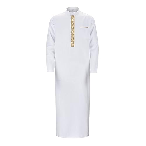 RUMAOZIA Muslimische Kleider Herren Muslim Kaftan Abaya Herren Gewand Robe Islamische Kleidung Aus Dem Nahen Osten Gebetskleidung Crew Stehkragen Thobe Arabische Kleidung Gebet Eid Kleidung von RUMAOZIA