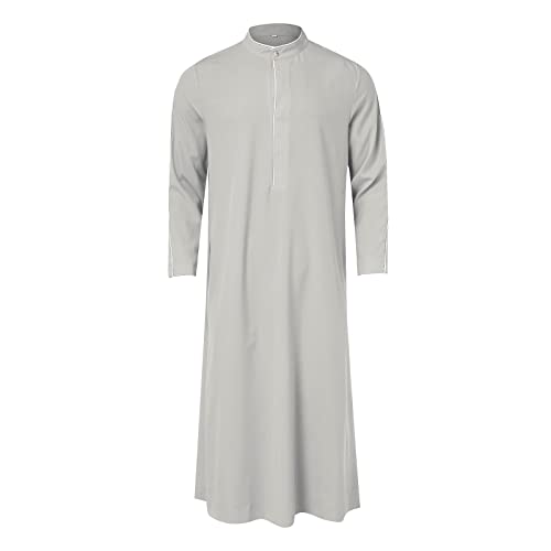 RUMAOZIA Muslimische Kleider Herren Muslimisches Herrenhemd Muslim Kaftan Morgenkleid Qami Langärmlig Khimar Ethno Stil Muslimisches Kleid Dubai Thobe Herren Lang lose Arabische Kleidung von RUMAOZIA