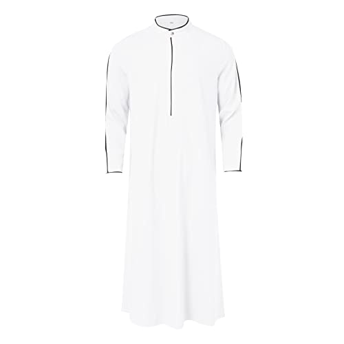 RUMAOZIA Muslimische Kleider Herren Muslimisches Herrenhemd Muslim Kaftan Morgenkleid Qami Langärmlig Khimar Ethno Stil Muslimisches Kleid Dubai Thobe Herren Lang lose Arabische Kleidung von RUMAOZIA