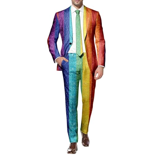 RUMAOZIA Neon Farbigen Anzug 2 Teiler Herren Slim Fit Anzugjacke Anzughosen Zweiteiler Set Lustig Neuartiger Regenbogen Anzug Blazer Set Neon Thema Party Outfit Disco-Nachtclub Performance Kostüm RUMAOZIA Neon Farbigen Anzug 2 Teiler Herren Slim Fit Anzugjacke Anzughosen Zweiteiler Set Lustig Neuartiger Regenbogen Anzug Blazer Set Neon Thema Party Outfit Disco-Nachtclub Performance Kostüm von RUMAOZIA