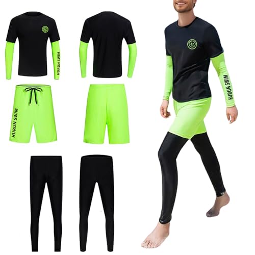 RUMAOZIA Neoprenanzug Herren UV-Schutz 3 Teiliges Set Langarm Surfanzug Sommer Athletischer Elastischer Tauchanzug Strand Dünne Surfanzug Rashguard Set Split Badeanzug für Surf Schnorchel von RUMAOZIA