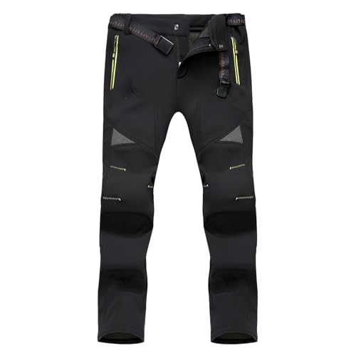 RUMAOZIA Outdoorhose Herren Wasserdicht Winter Softshellhose Winddicht Wanderhose Skihose Bequem Regular Fit Arbeitshosen Funktionshose Warme Fleece Trekkinghose Thermo Gefüttert Snowboardhose von RUMAOZIA