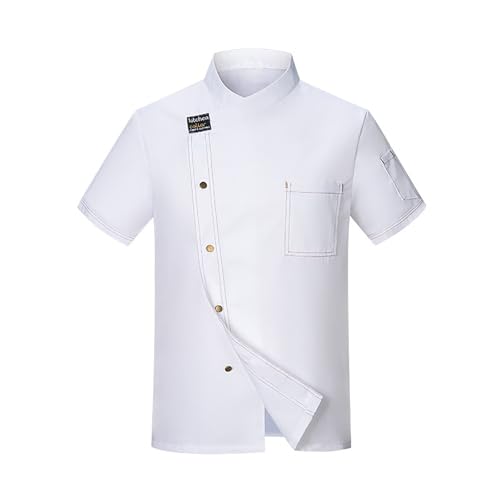 RUMAOZIA Personalisierte Kochjacke Uniform Herren Bäckerjacke Küchen Koch Jacke Kochhemd Restaurant Hotel Cafe Chef Kostüm Atmungsaktiv Arbeitsuniform Shirt für Männer Kochkleidung mit Knöpfen von RUMAOZIA