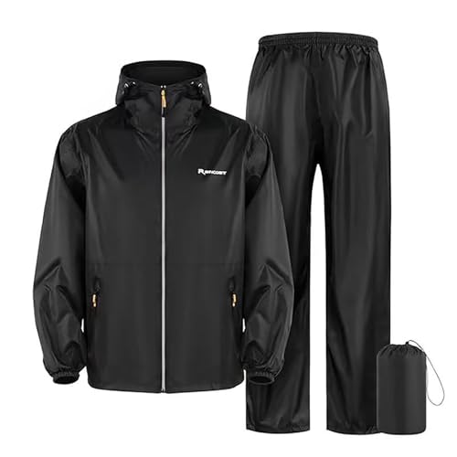 RUMAOZIA Regenanzug Herren Motorrad Wasserdicht überziehhose Regenjacke Winddicht Atmungsaktiver Reflektierender Zweiteiliger Regenbekleidung mit Reißverschluss Hochwertige Outdoor Regenmantel von RUMAOZIA