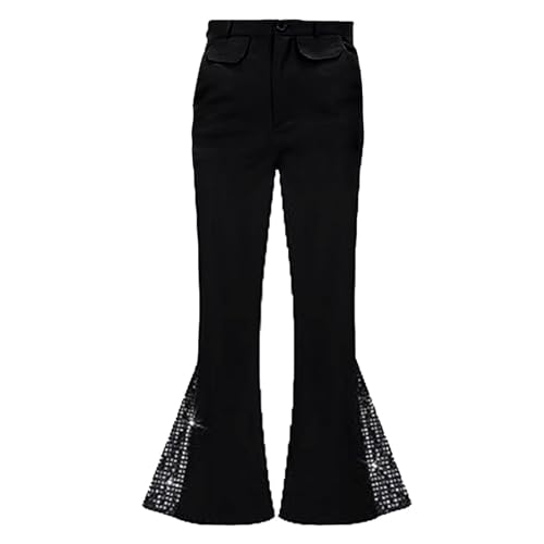 RUMAOZIA Schlaghose Herren Retro Freizeithose 70er Jahre Karneval Disco Outfits Herren Karneval Kostüm Herren Faschingskostüme Ausgestellte Hose 80er Jahre Outfit Herren Hippie Kostüm von RUMAOZIA