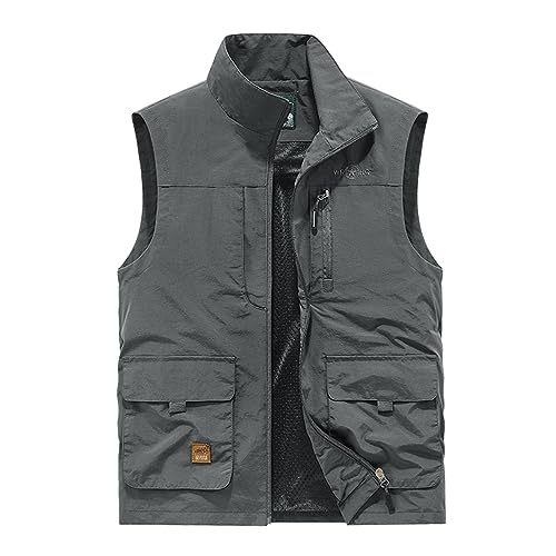 RUMAOZIA Sommerweste Herren Leicht Outdoor Weste Übergrößen Anglerweste Jagdweste Ohne Ärmel Jacke Camping Arbeitsweste Atmungsaktiv Sport Multifunktionsweste Dünne Softshelljacke für Herren von RUMAOZIA